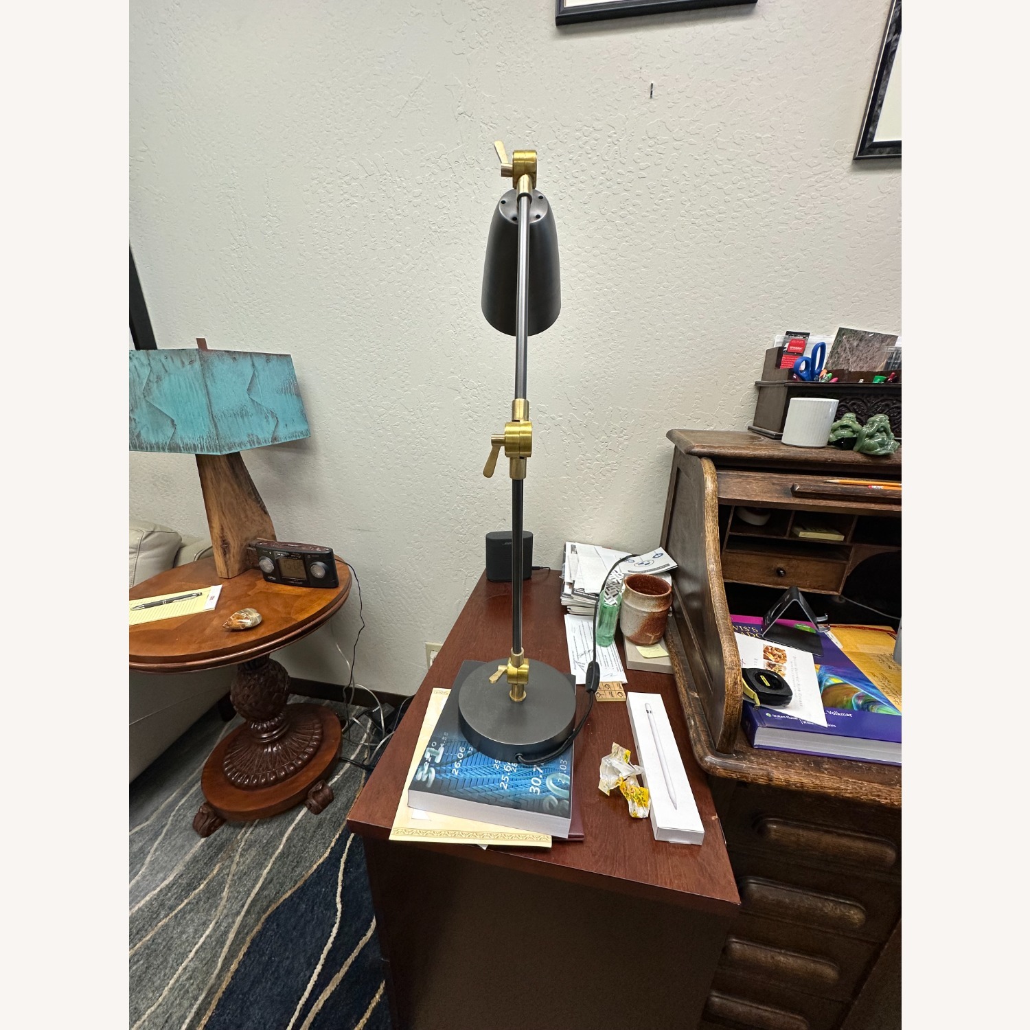 Crate & Barrel Cole Dark Gray Metal Table Lamp - image-3