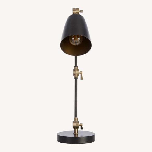 Used Crate & Barrel Cole Dark Gray Metal Table Lamp for sale on AptDeco