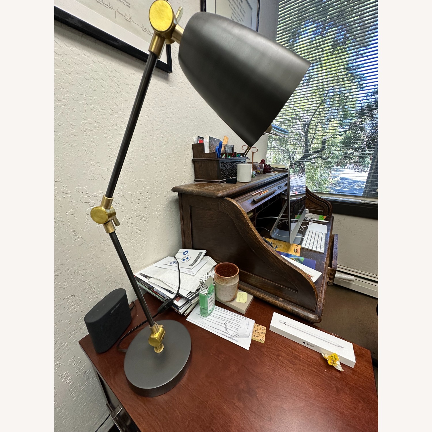 Crate & Barrel Cole Dark Gray Metal Table Lamp - image-1