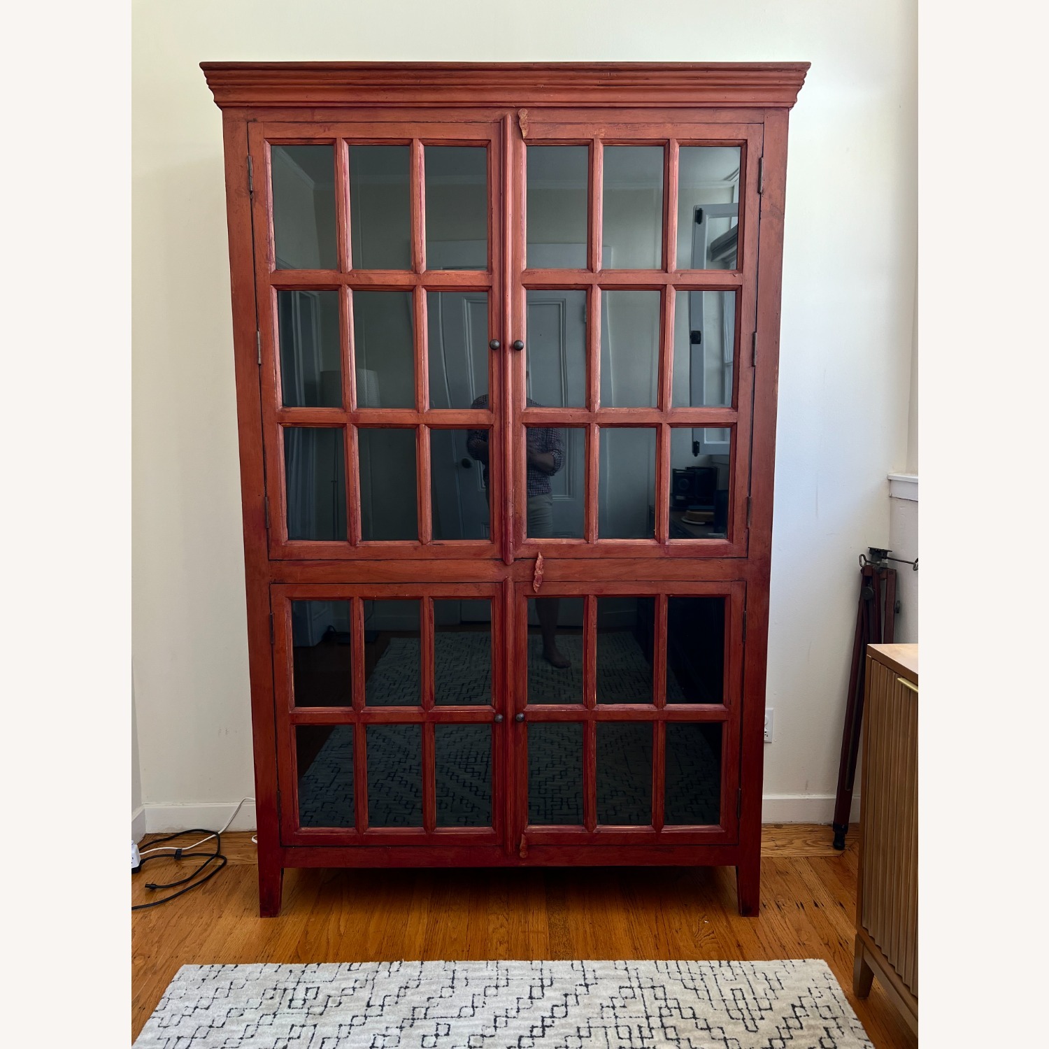 Crate & Barrel Rojo Red Tall Cabinet - image-1