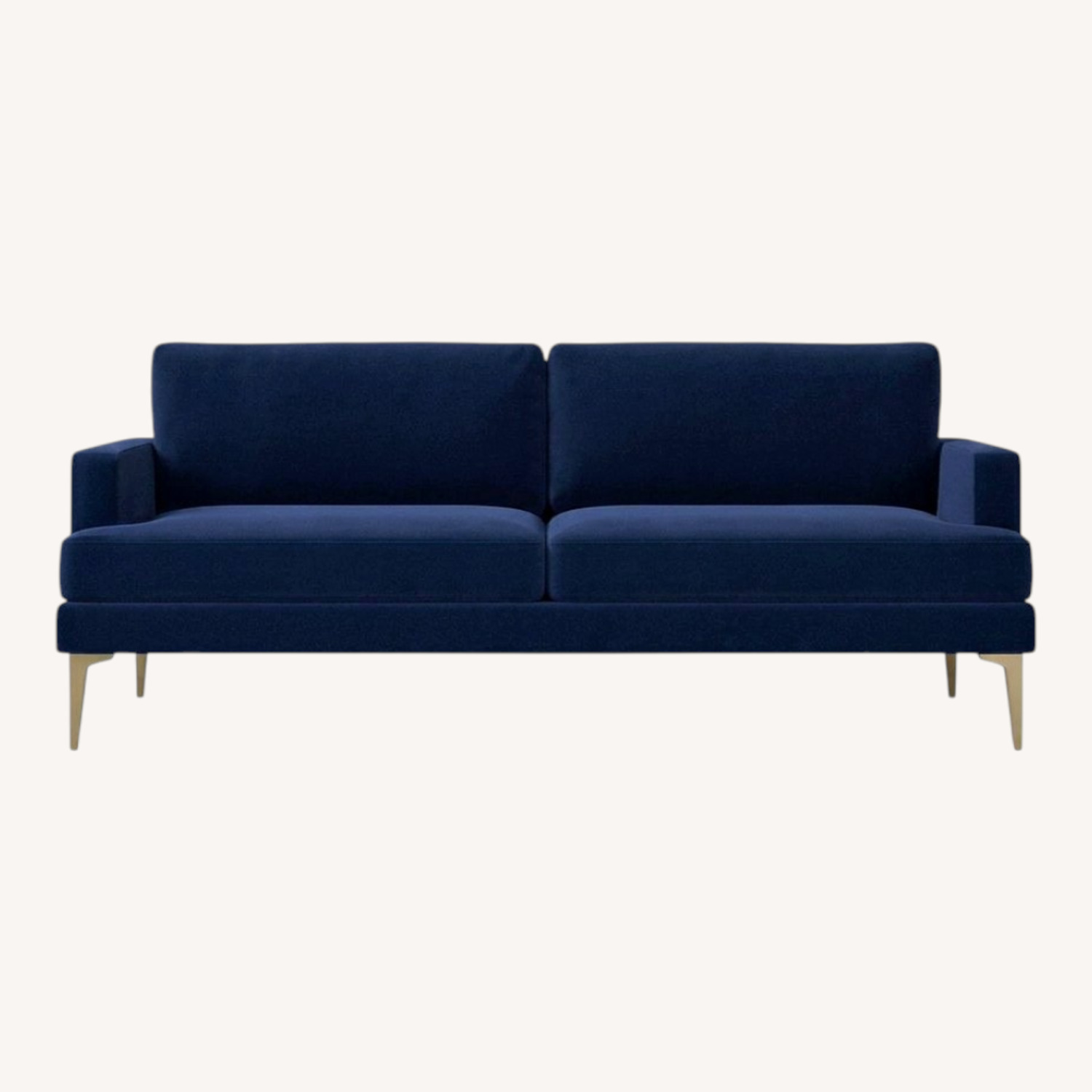 West Elm Andes Blue Velvet 2 Seater Sofa - image-0