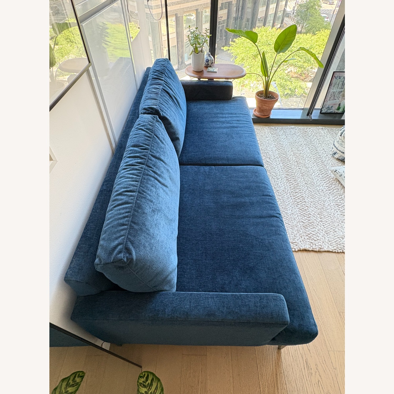 West Elm Andes Blue Velvet 2 Seater Sofa - image-3