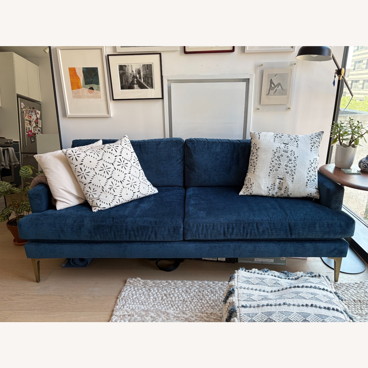 West Elm Andes Blue Velvet 2 Seater Sofa - image-5