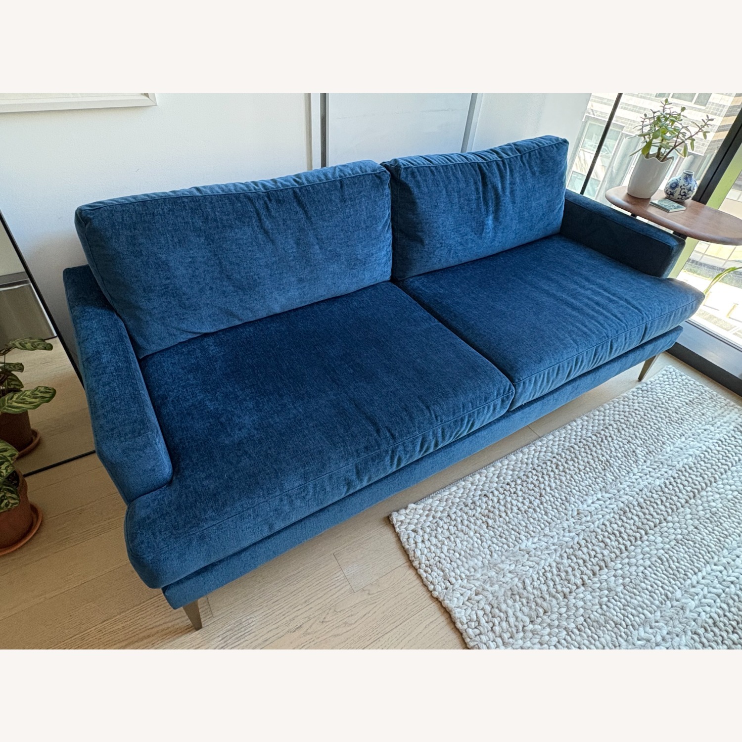 West Elm Andes Blue Velvet 2 Seater Sofa - image-2