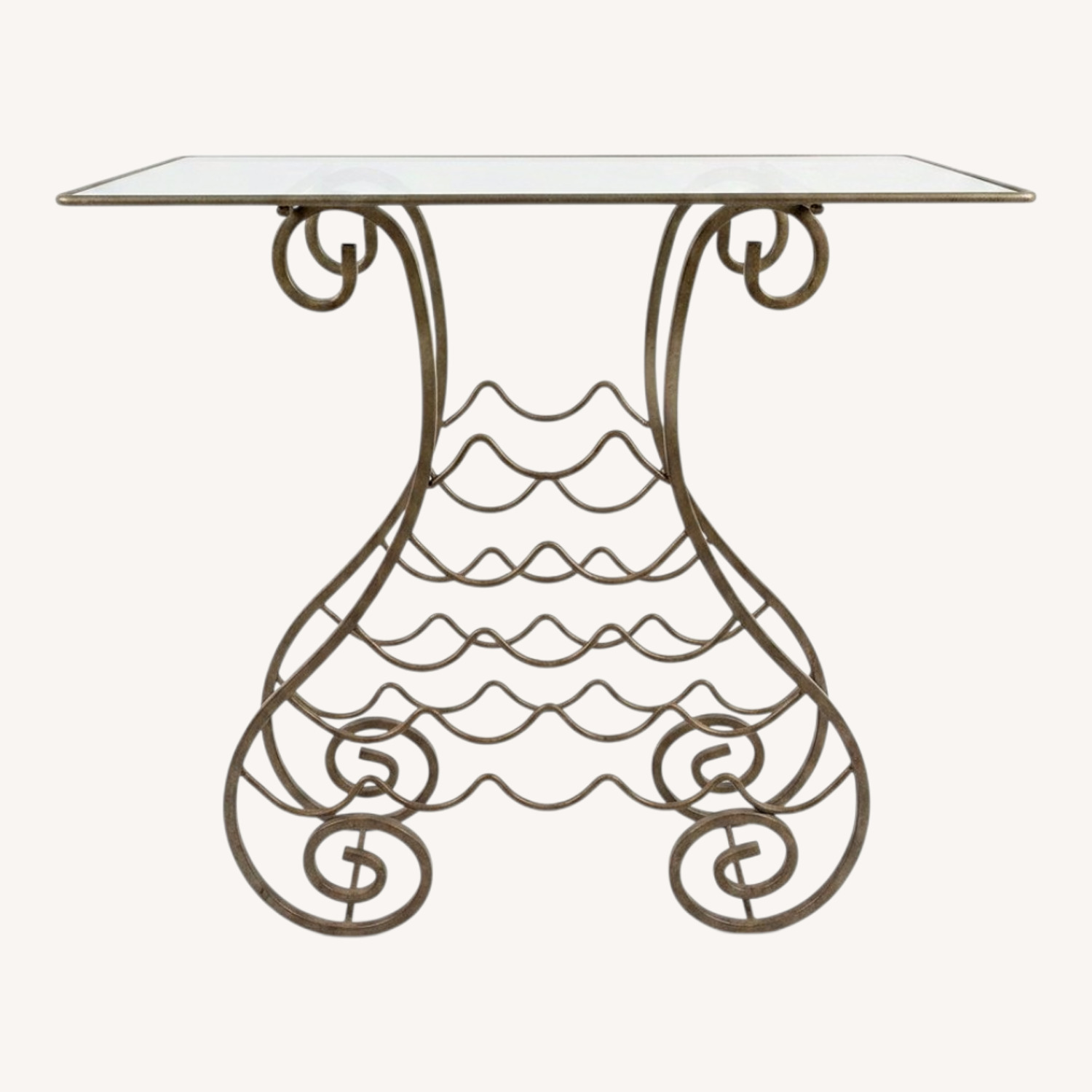 Vintage Metal & Glass Wine Rack Side Table - image-0