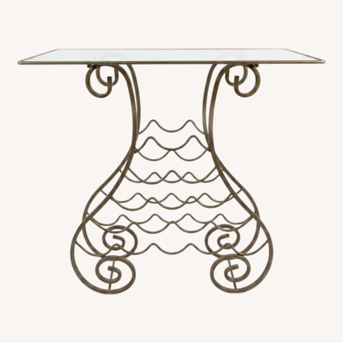 Used Vintage Metal & Glass Wine Rack Side Table for sale on AptDeco