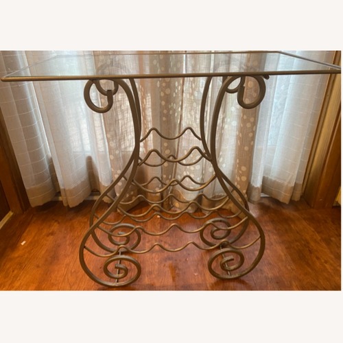 Used Vintage Metal & Glass Wine Rack Side Table for sale on AptDeco
