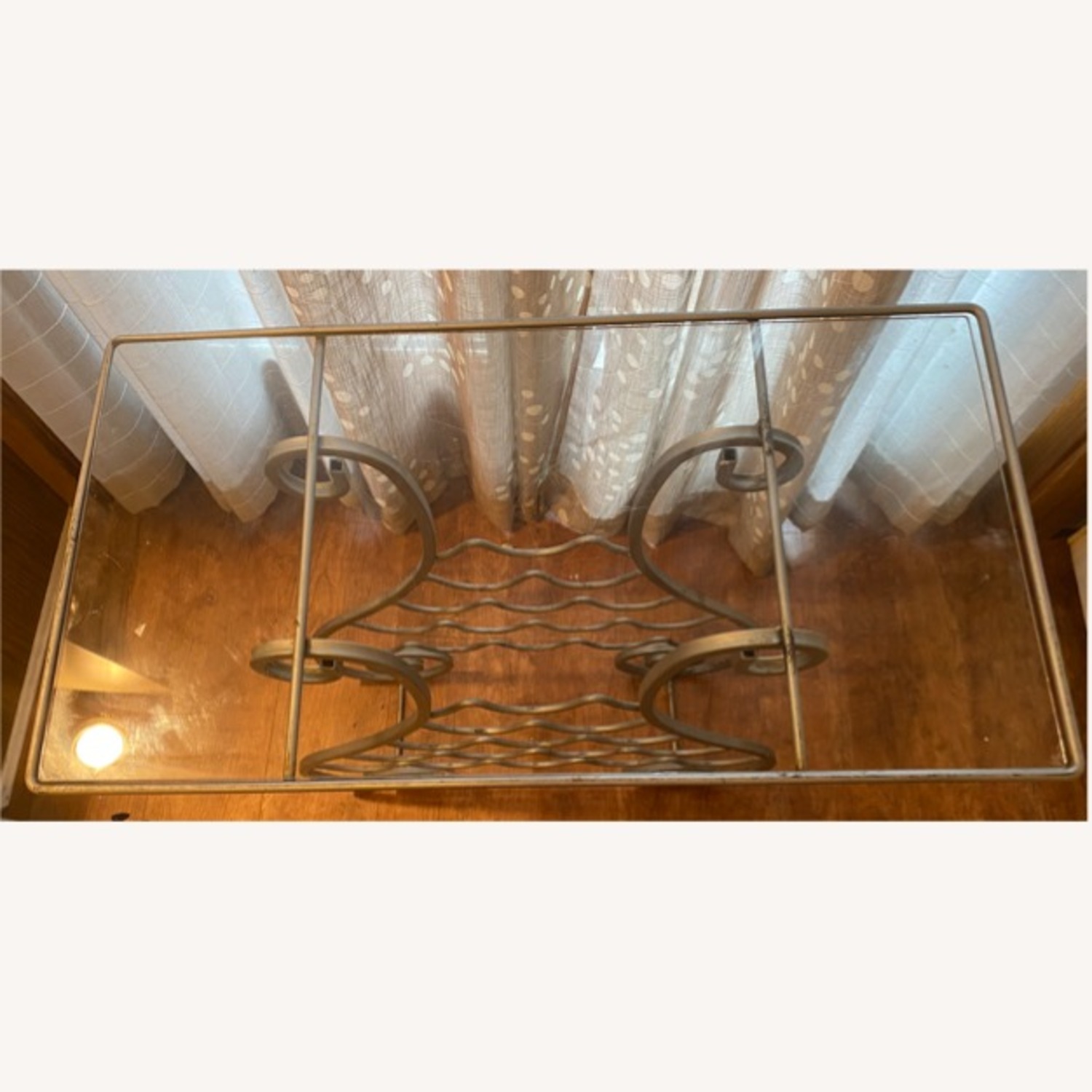 Vintage Metal & Glass Wine Rack Side Table - image-4