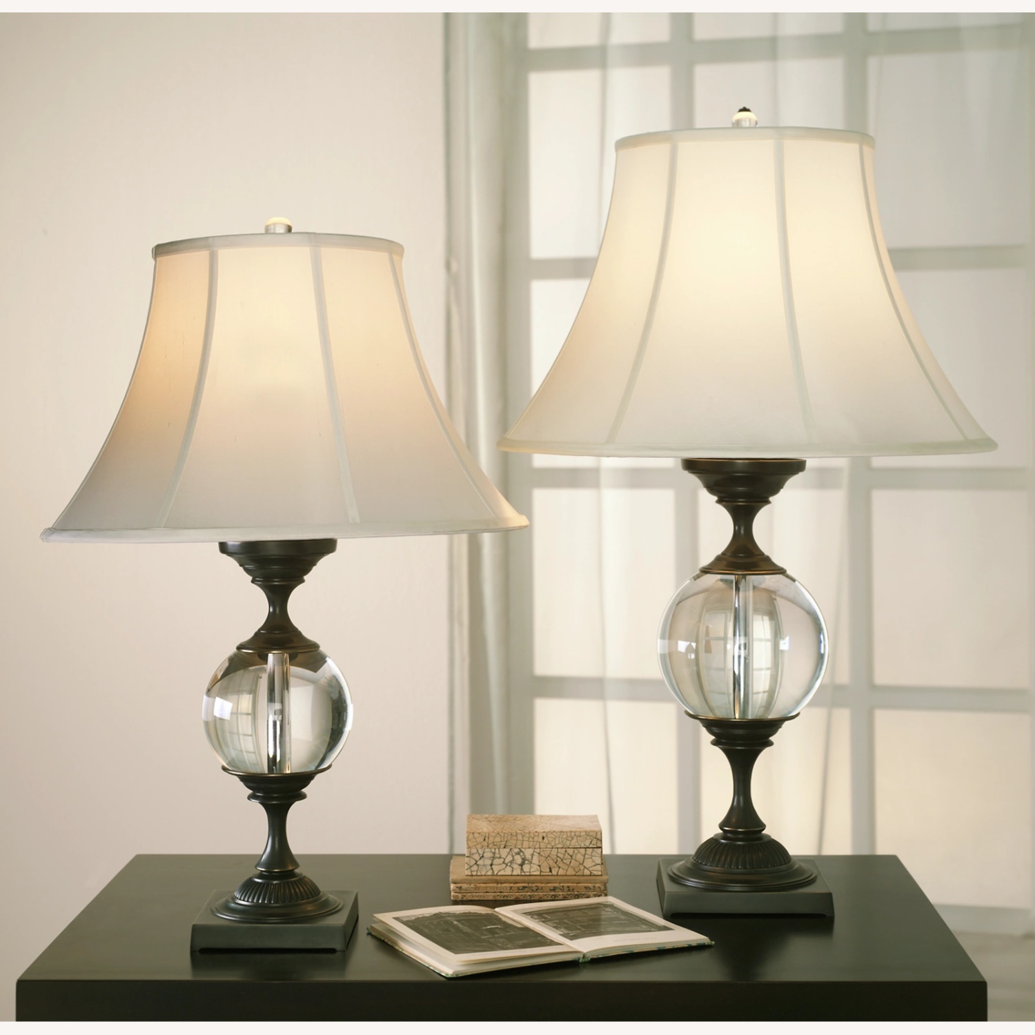 Restoration Hardware Crystal Ball Urn Table Lamp - image-4