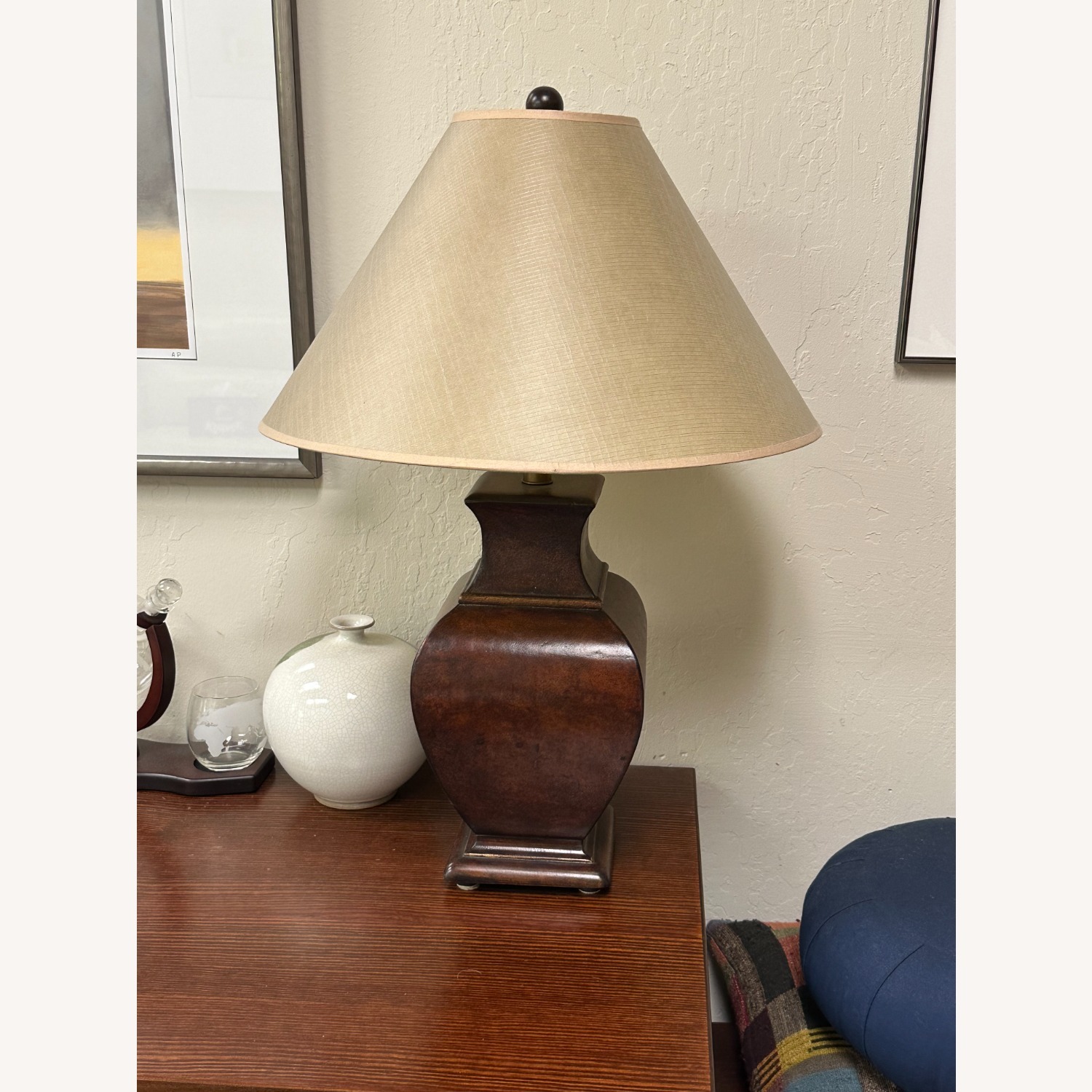 Ethan Allen Dark Brown Wood Table Lamp - image-3