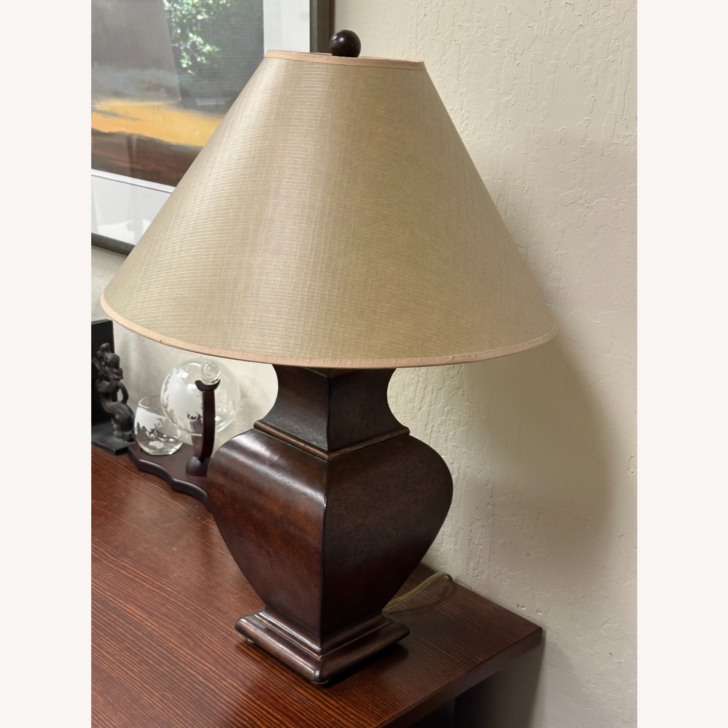 Ethan Allen Dark Brown Wood Table Lamp - image-1