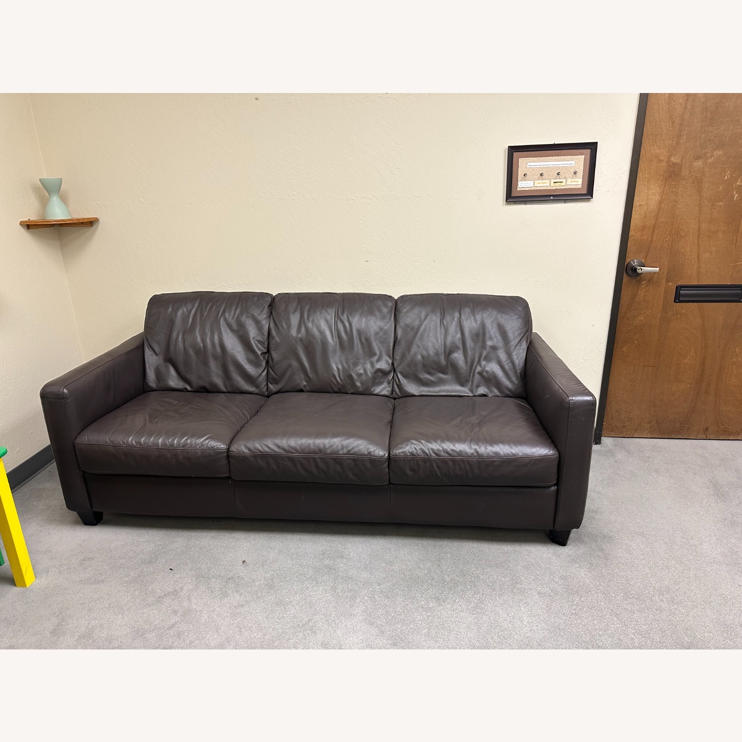 Macy's Dark Brown Leather 3+ Seater Sofa - image-3