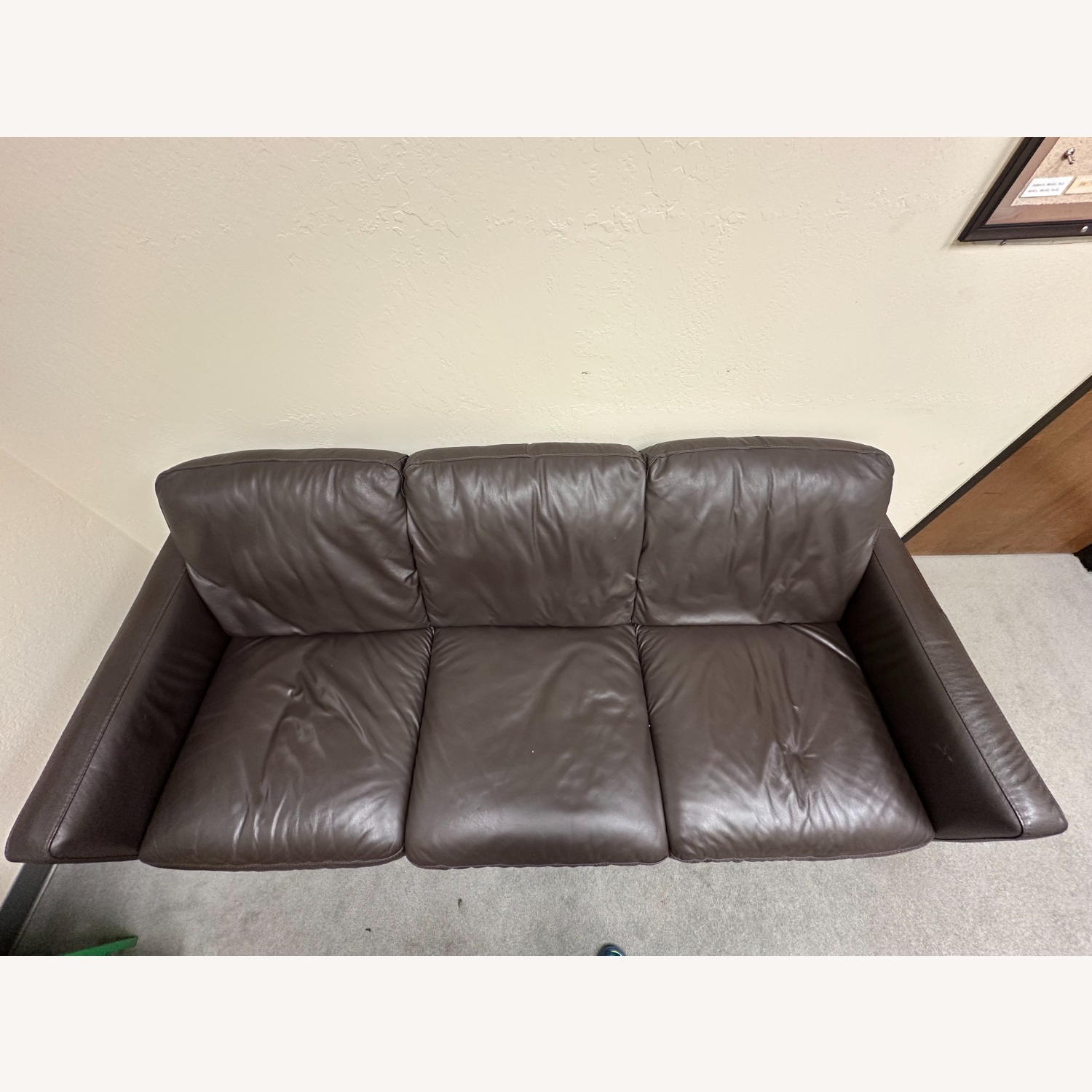Macy's Dark Brown Leather 3+ Seater Sofa - image-1