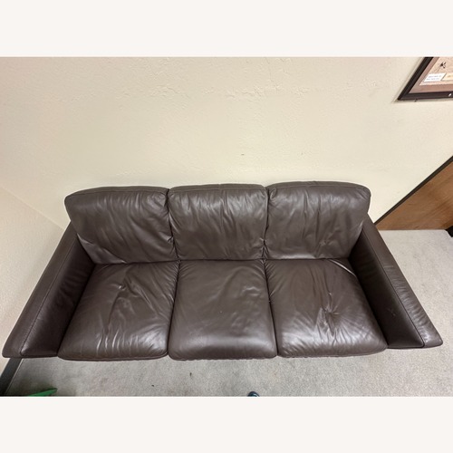 Used Macy's Dark Brown Leather 3+ Seater Sofa for sale on AptDeco