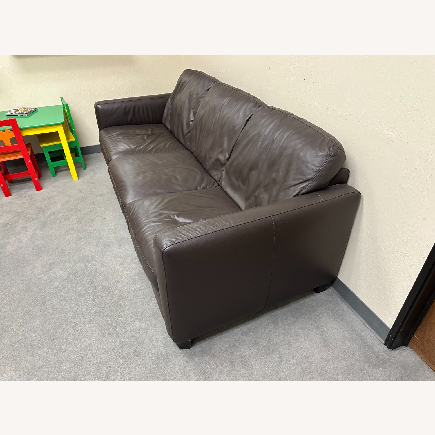 Macy's Dark Brown Leather 3+ Seater Sofa - image-2