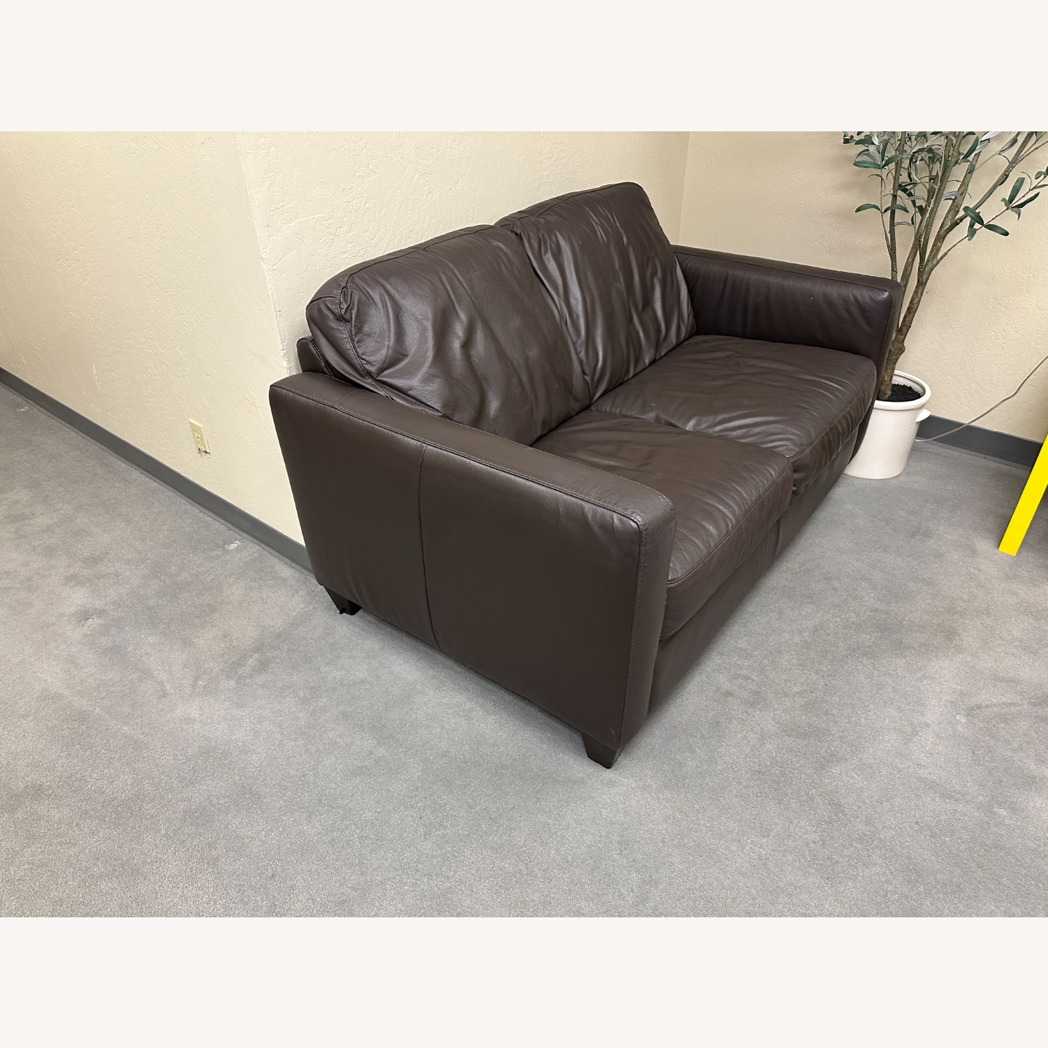 Macy's Dark Brown Leather 2 Seater Sofa - image-3