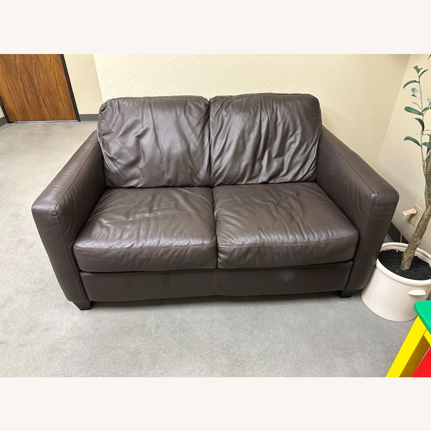 Macy's Dark Brown Leather 2 Seater Sofa - image-2