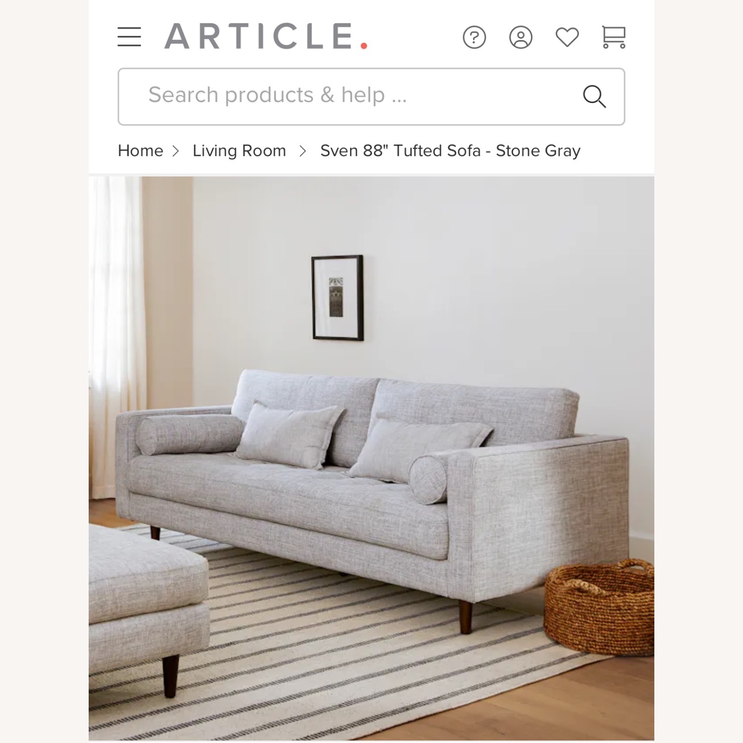 Article Sven Light Gray Fabric 3+ Seater Sofa - image-10