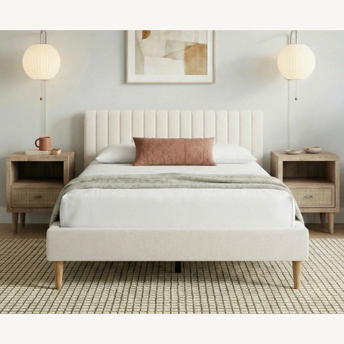 Used Amazon Nectar Natural Linen Headboard for sale on AptDeco