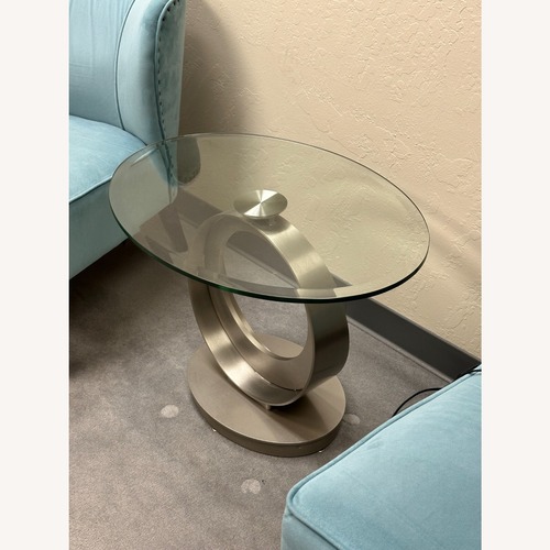 Used Scandinavian Designs Natural Glass Side Table for sale on AptDeco