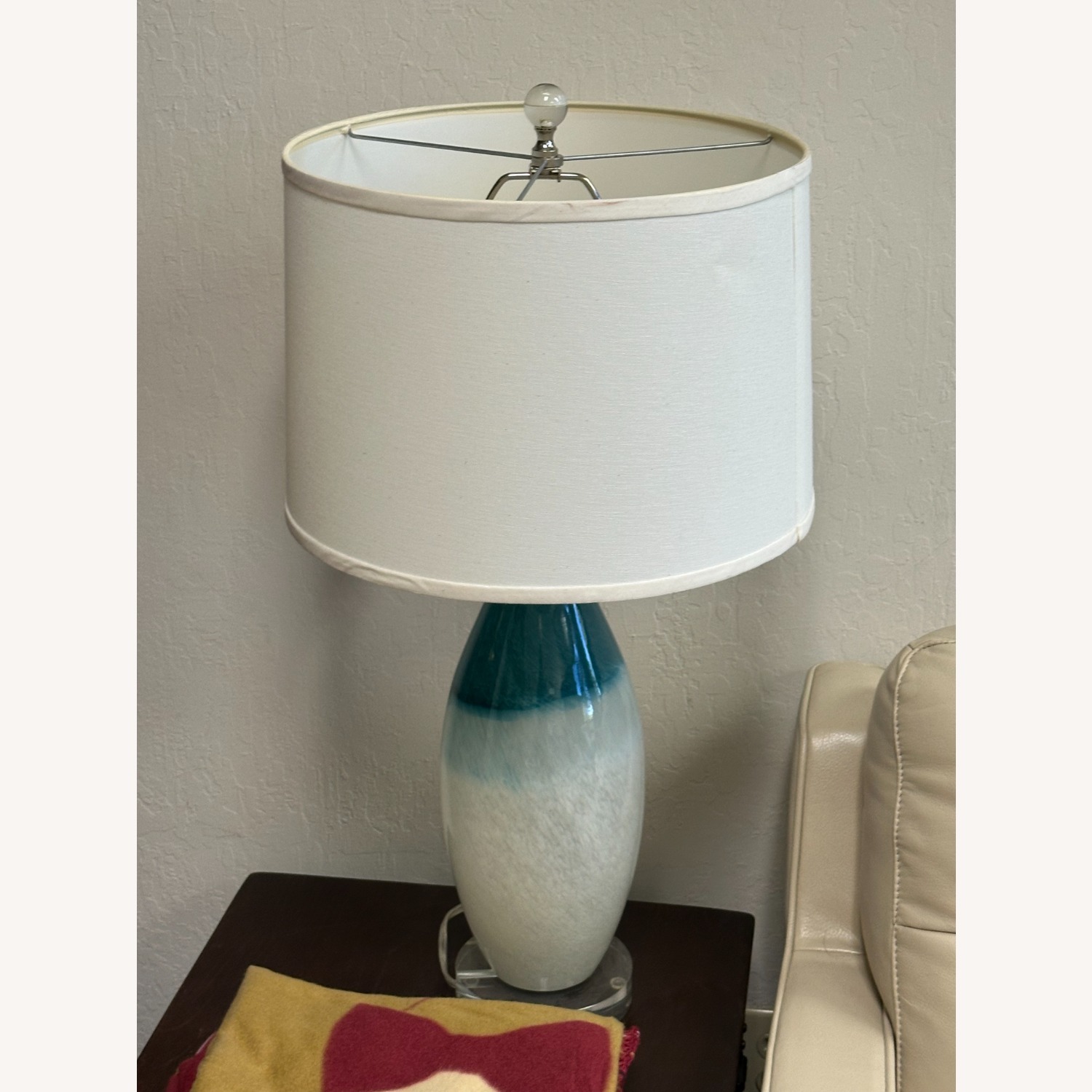 Crate & Barrel Olly Blue Glass Table Lamp - image-4