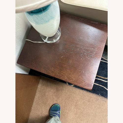 Used Crate & Barrel Olly Blue Glass Table Lamp for sale on AptDeco