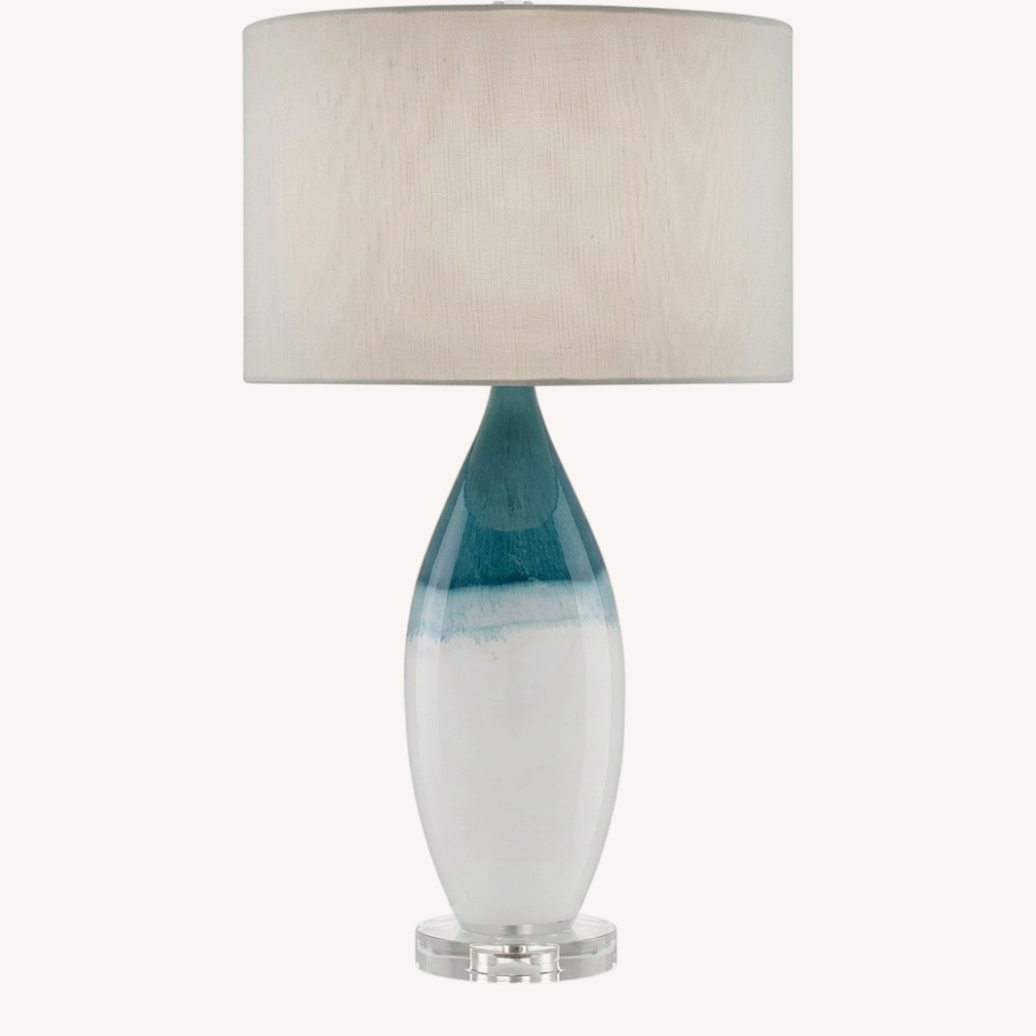 Crate & Barrel Olly Blue Glass Table Lamp - image-0