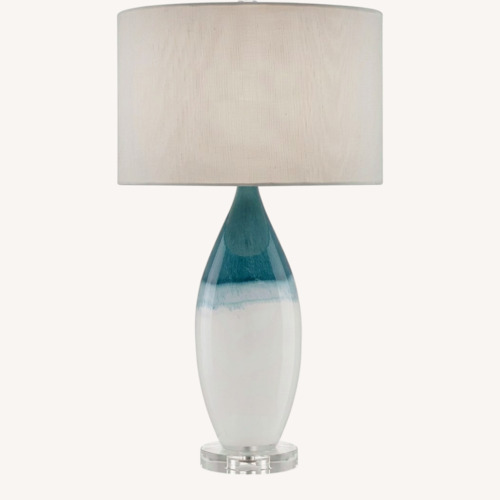 Used Crate & Barrel Olly Blue Glass Table Lamp for sale on AptDeco