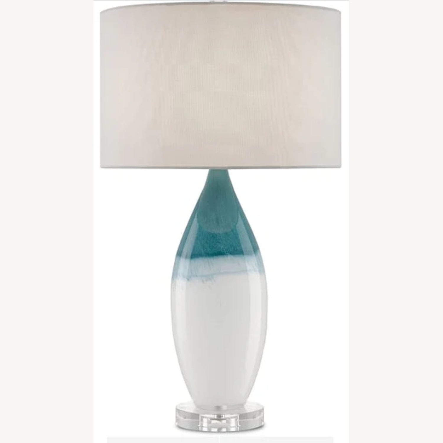 Crate & Barrel Olly Blue Glass Table Lamp - image-6