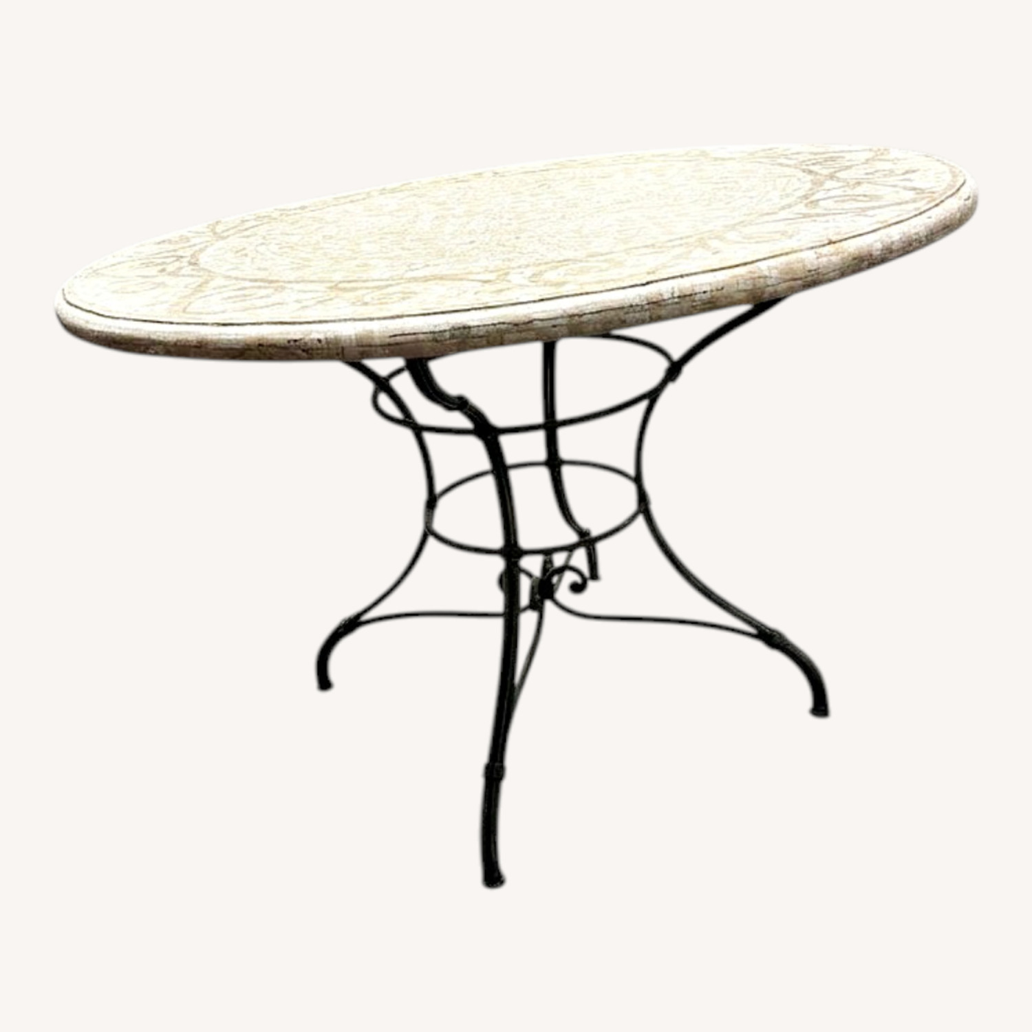 Ethan Allen White Metal Dining Table - image-0
