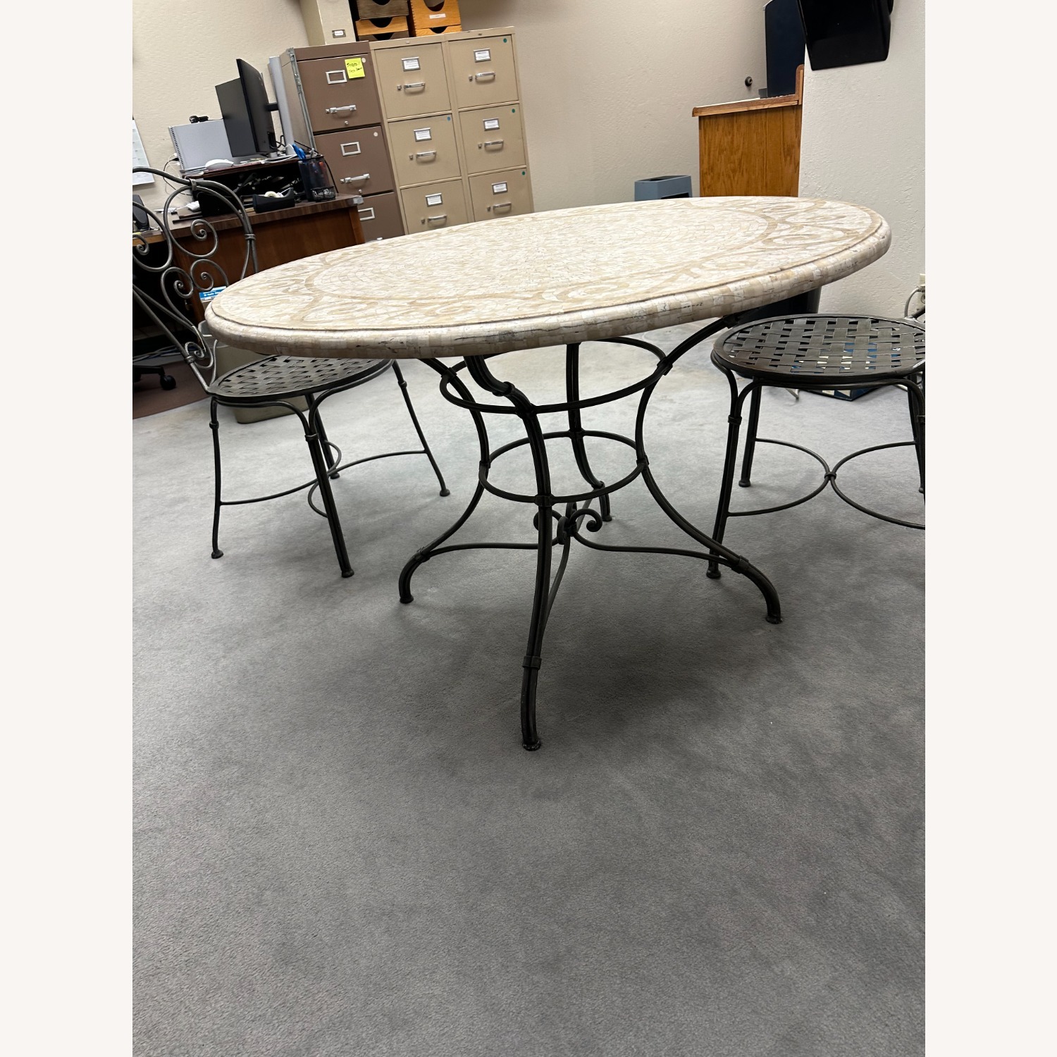 Ethan Allen White Metal Dining Table - image-2