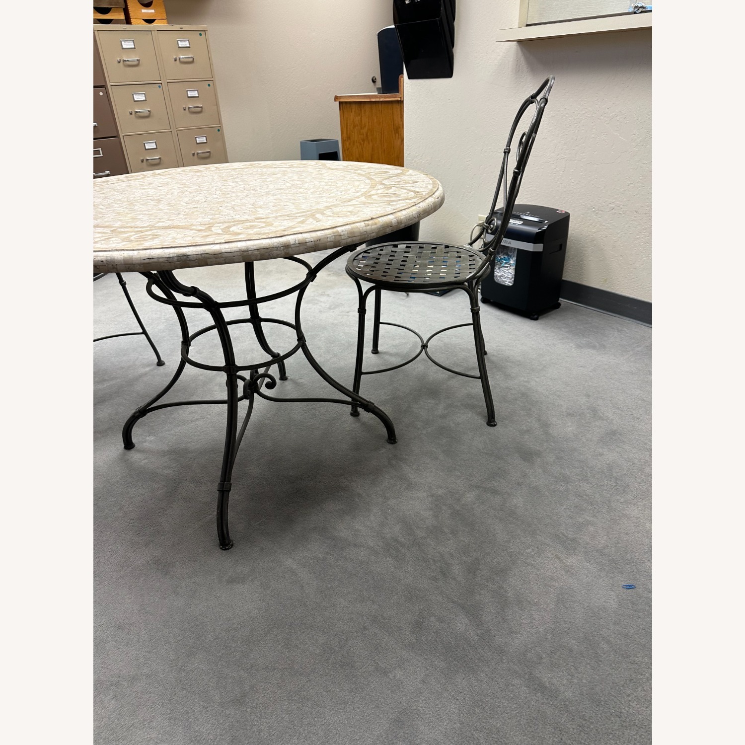 Ethan Allen White Metal Dining Table - image-1