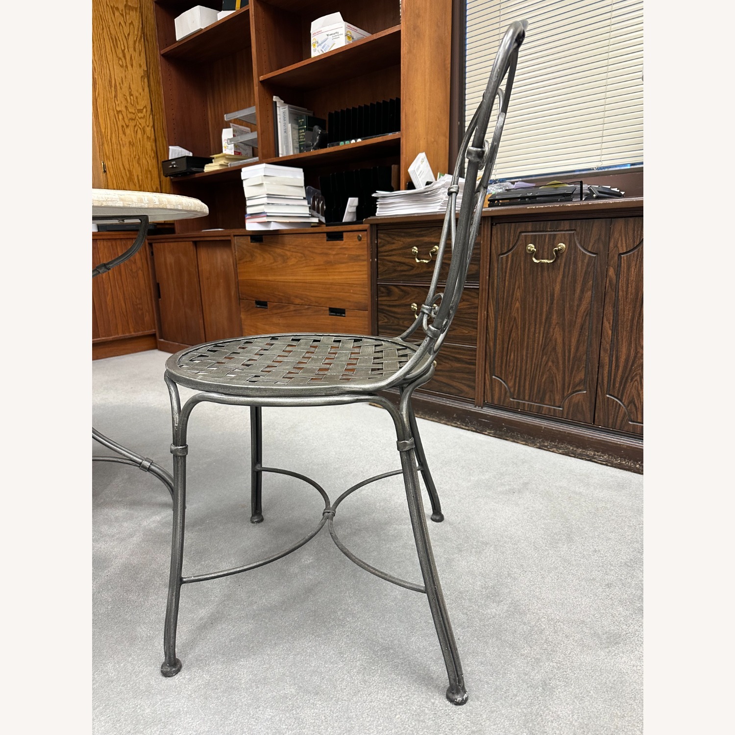 Ethan Allen Light Gray Metal Dining Chairs - image-5
