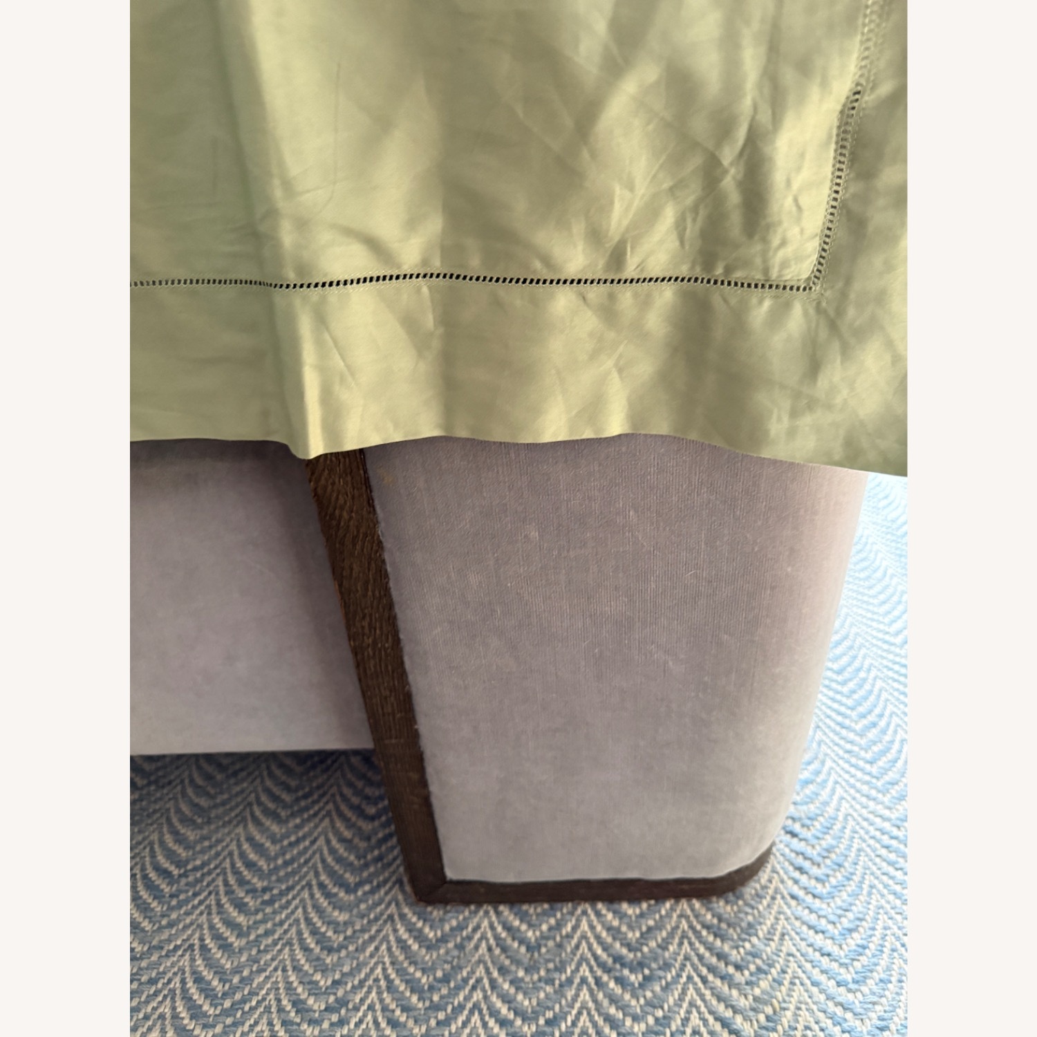 Light Gray Velvet and Wood  King Bed - image-3