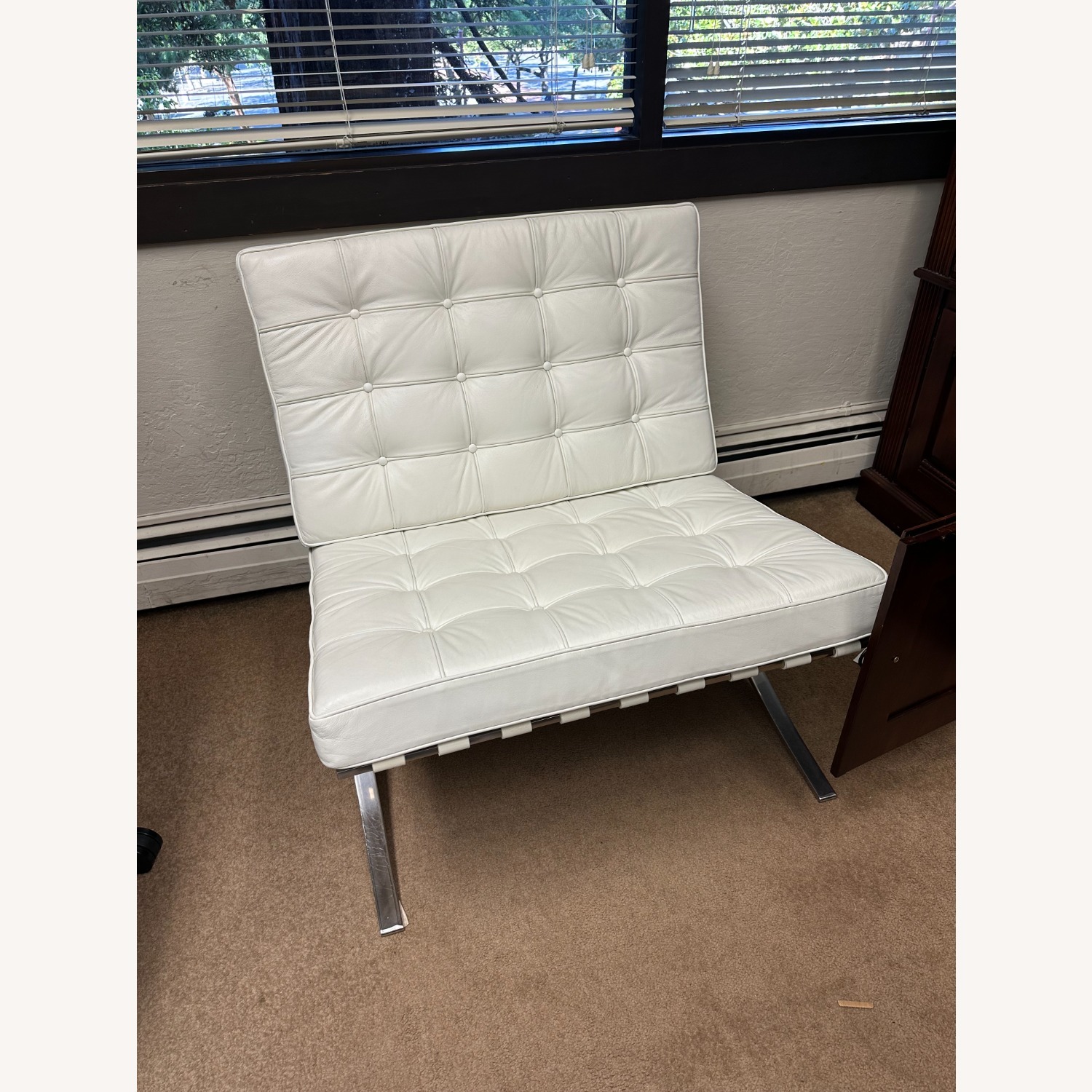 White Leather Accent Chair - image-1