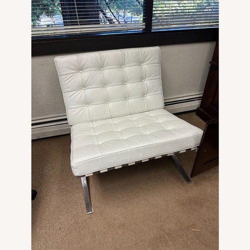 Used White Leather Accent Chair for sale on AptDeco