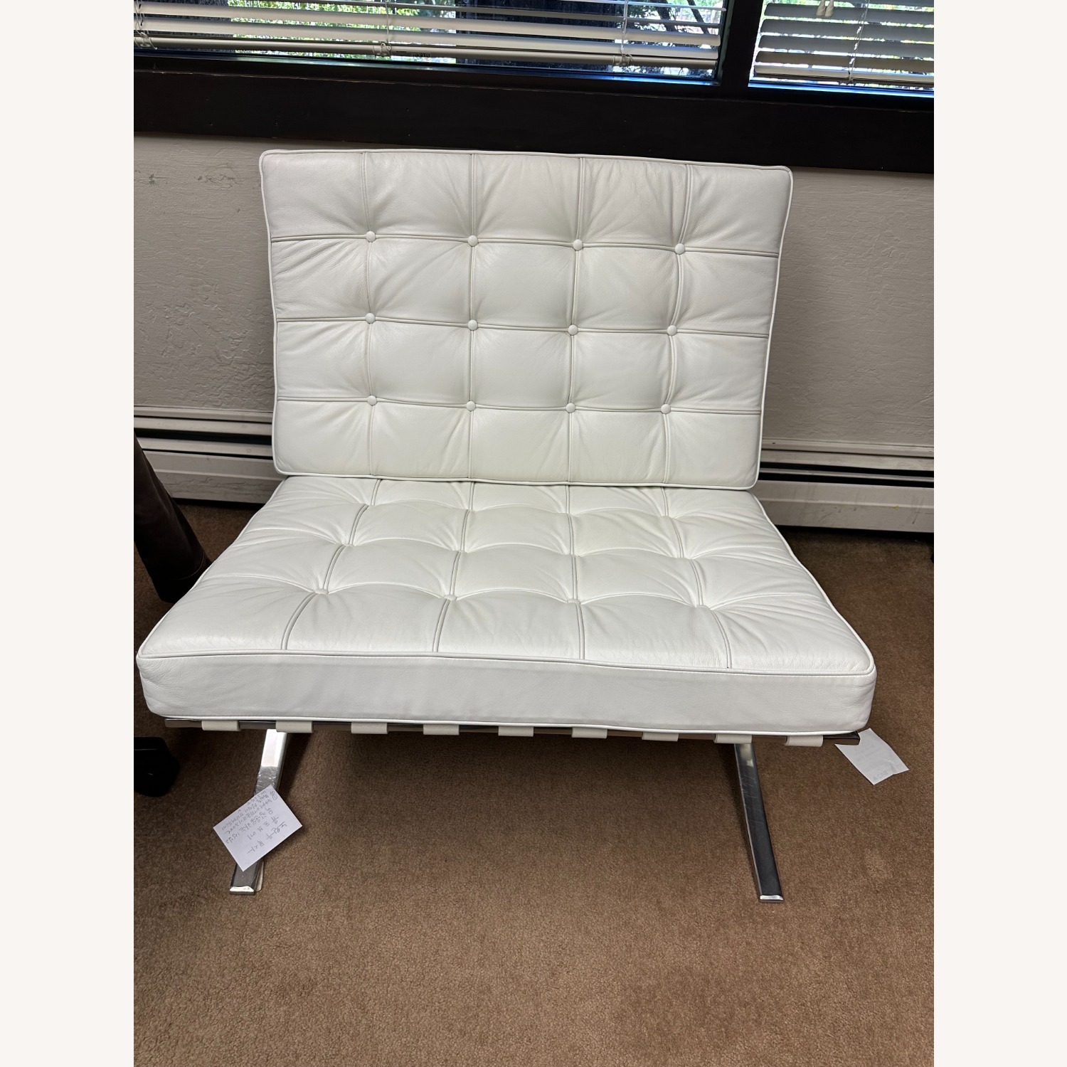 White Leather Accent Chair - image-5