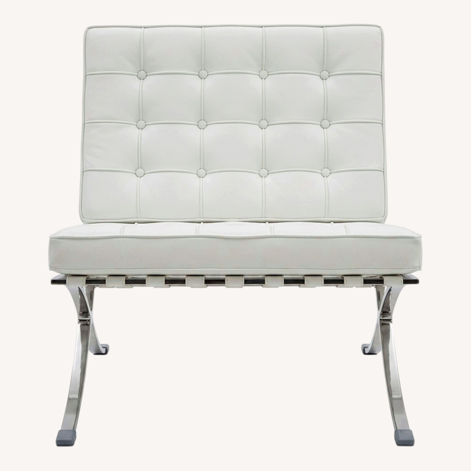 White Leather Accent Chair - image-0