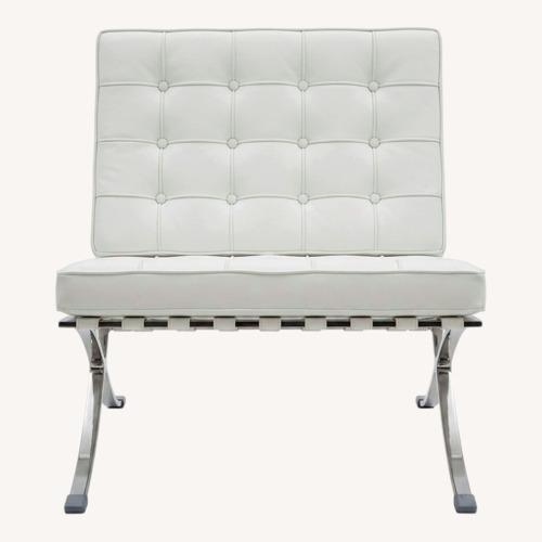 Used White Leather Accent Chair for sale on AptDeco
