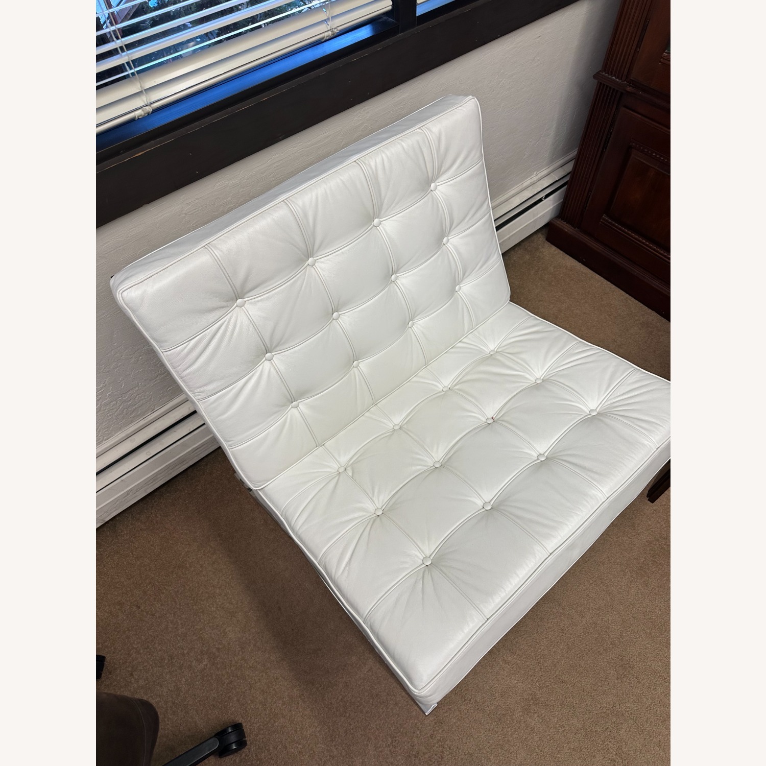 White Leather Accent Chair - image-3