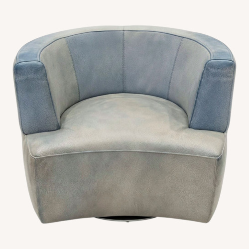 Used Roche Bobois Digital Blue Leather Armchair for sale on AptDeco