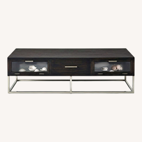 Used Arhaus Finn Dark Brown Coffee Table for sale on AptDeco