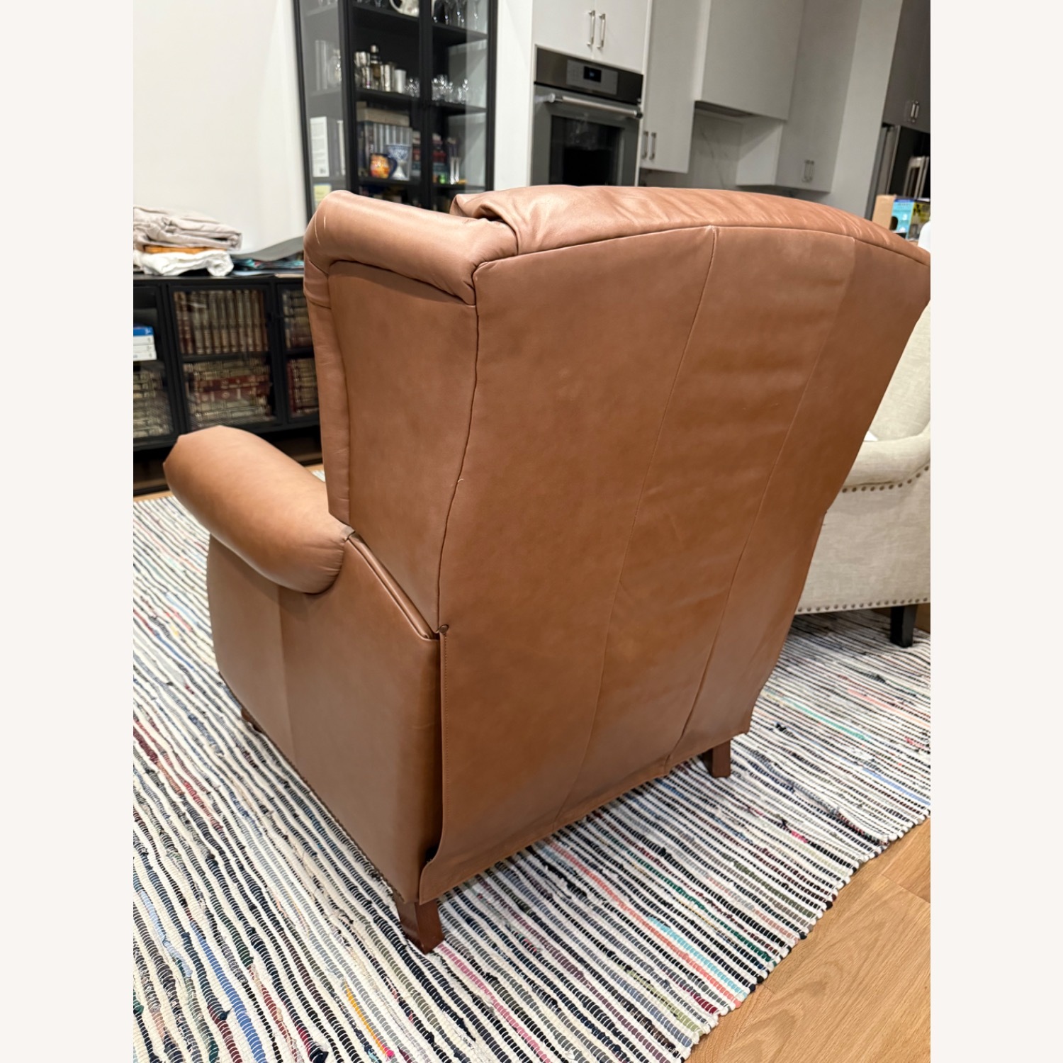 Pottery Barn Brown Leather Recliner - image-5