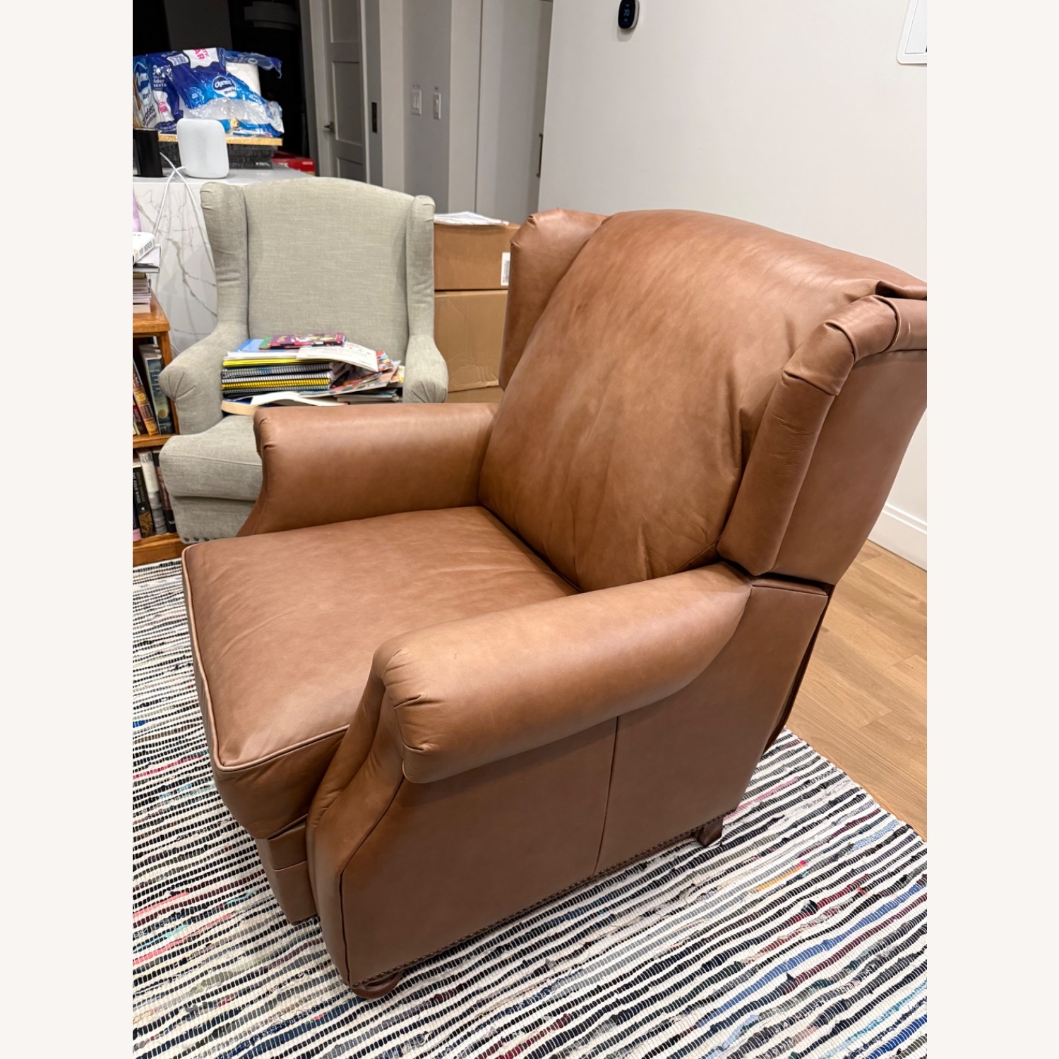 Pottery Barn Brown Leather Recliner - image-3