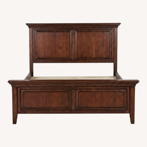 Used Pottery Barn Hudson Dark Brown Wood Queen Bed for sale on AptDeco