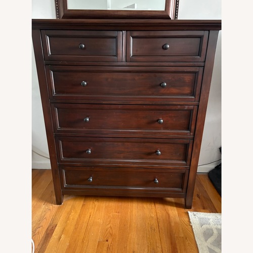 Used Pottery Barn Hudson Dark Brown Wood Dresser for sale on AptDeco