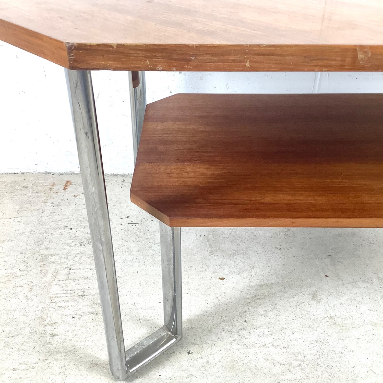 Vintage Modern Coffee Table with Chrome Base - image-9