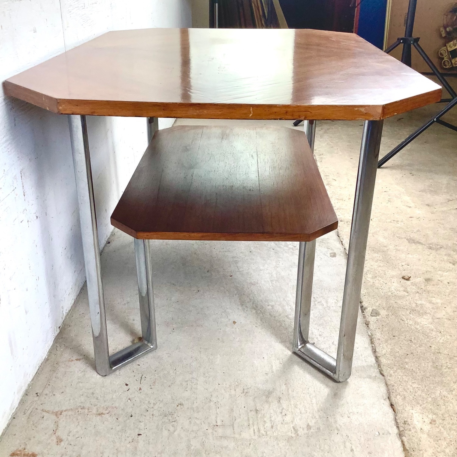 Vintage Modern Coffee Table with Chrome Base - image-11