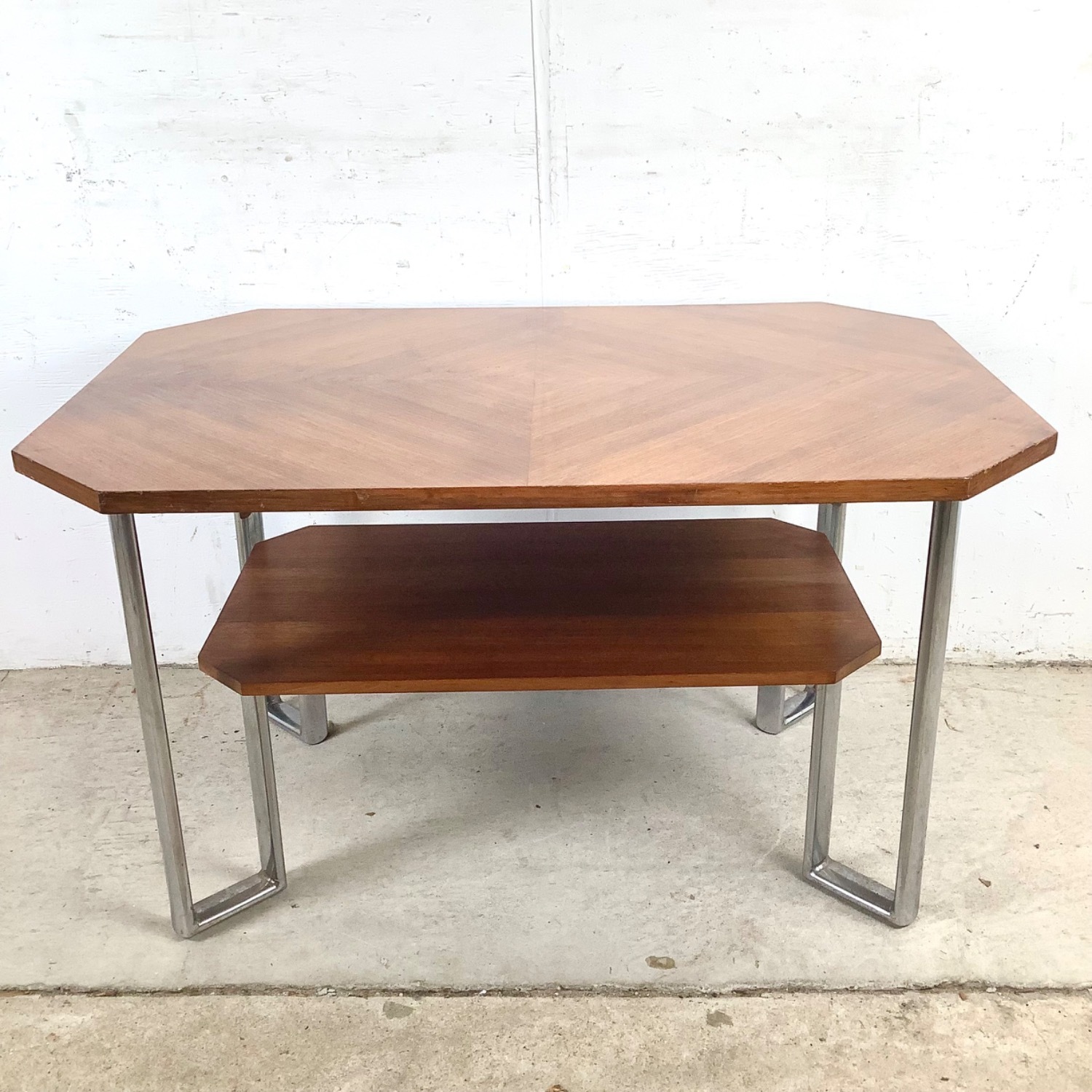 Vintage Modern Coffee Table with Chrome Base - image-3