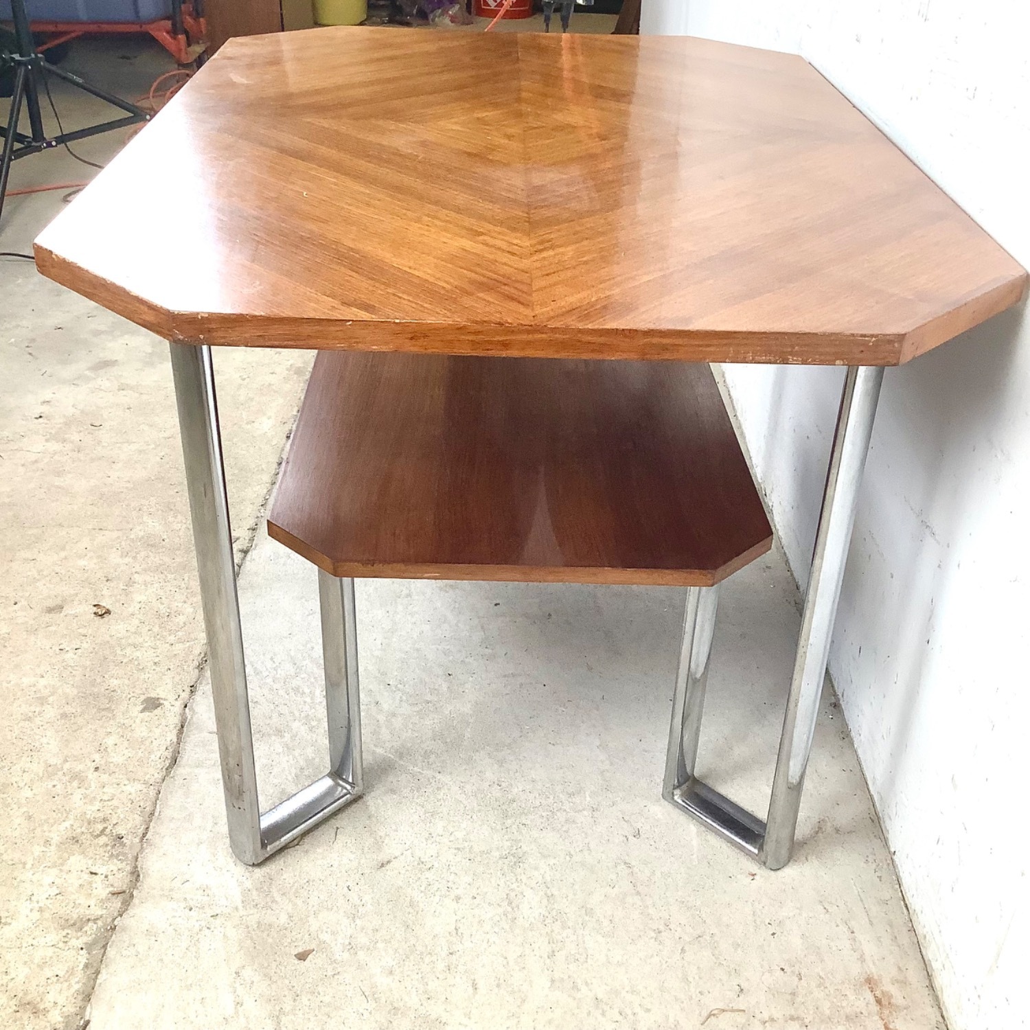Vintage Modern Coffee Table with Chrome Base - image-12